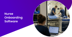 Clinical training coordinator managing a skills lab schedule in a simulation room