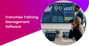 Team reviewing franchise-wide training and compliance dashboard data