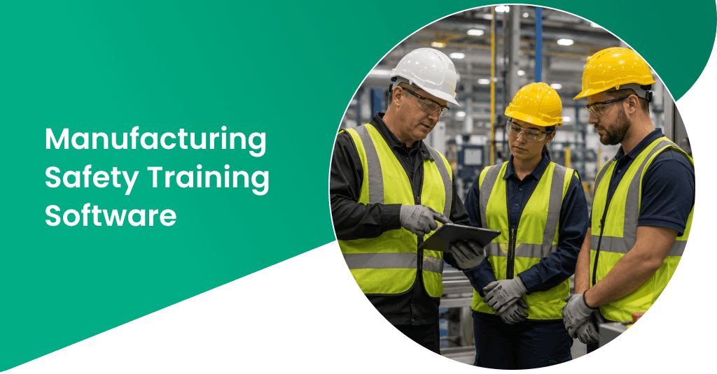 Factory supervisor reviewing safety training with new hires on the production floor