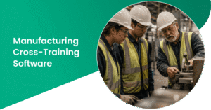 Experienced operator training new workers on factory machinery
