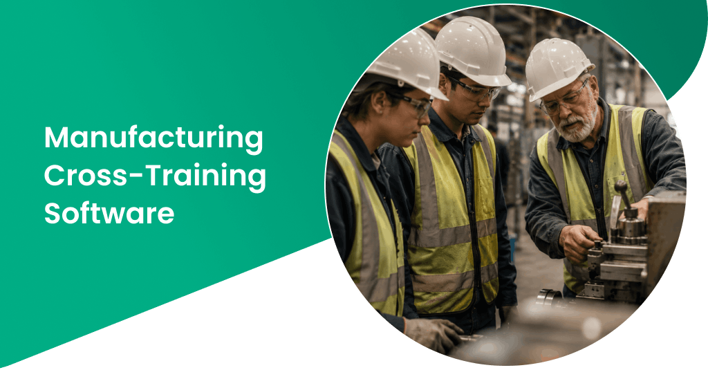 Experienced operator training new workers on factory machinery