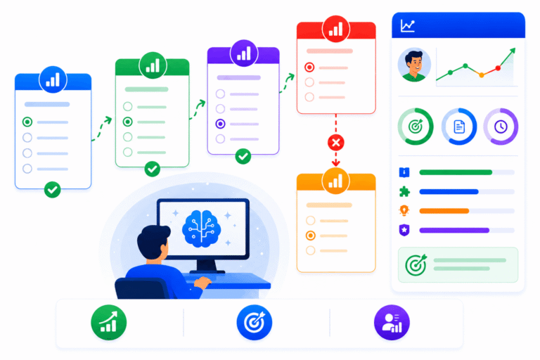 SimpliTrain AI adapts question difficulty based on learner performance to measure competency more accurately.