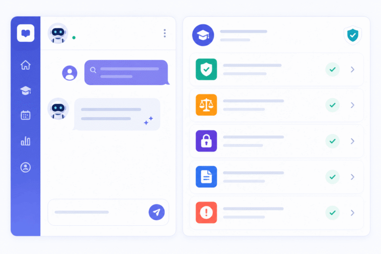 SimpliTrain AI Buddy providing catalog-specific course recommendations with natural language search and eligibility-filtered results.