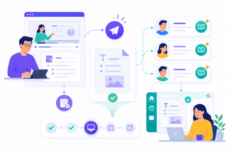 SimpliTrain enables instructors to create and share session notes directly with enrolled learners, providing a centralized, session-linked reference for ongoing learning across instructor-led training programs.
