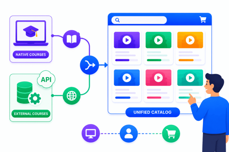 SimpliTrain unified course catalog combining native and external courses
