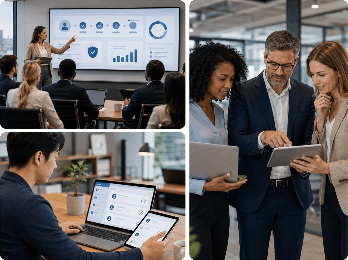 Scalable training management and LMS team collaboration collage